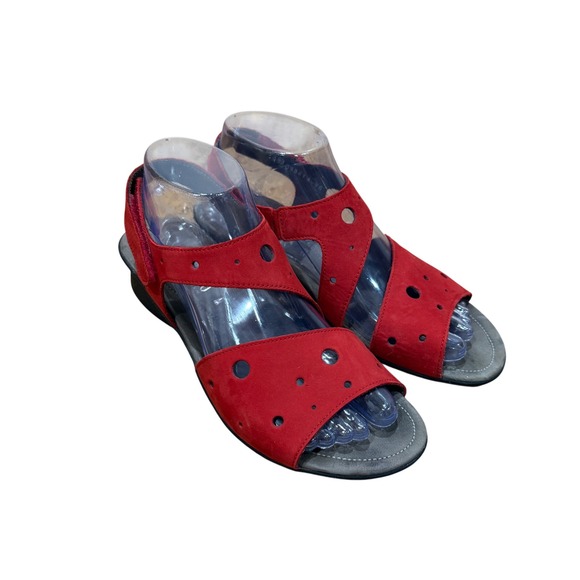 Mephisto Shoes - Mephisto Phiby Perf Sandals Scarlet Red Nubuck Leather Perforated Sz 38 US 8